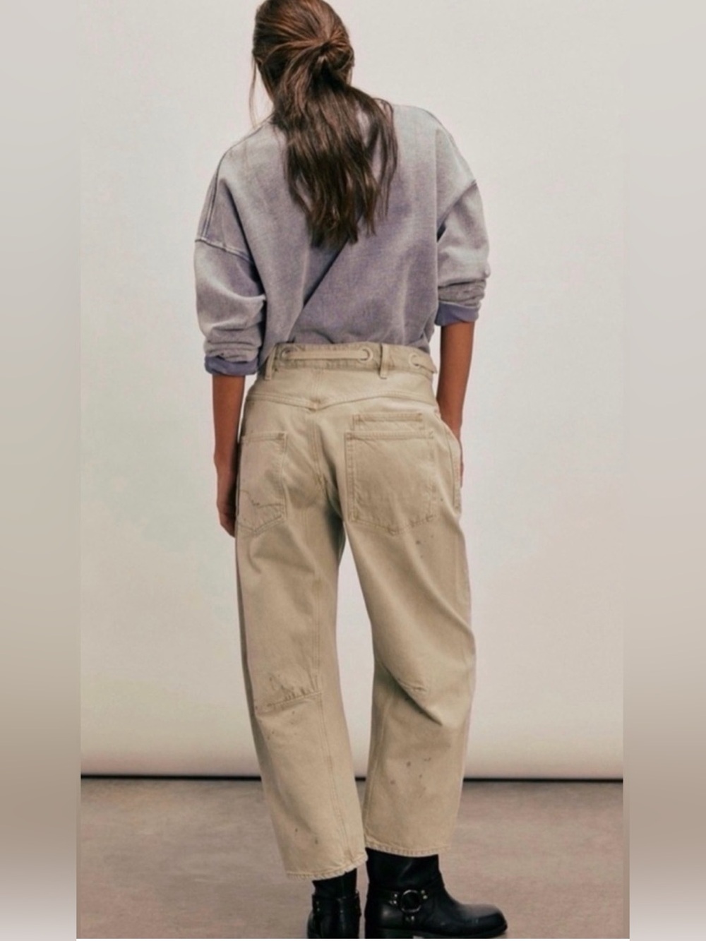 NWT FREE PEOPLE WE THE FREE Moxie Low Slung Barrel Jeans Jetty Splatter‎ 29 - Picture 3 of 16